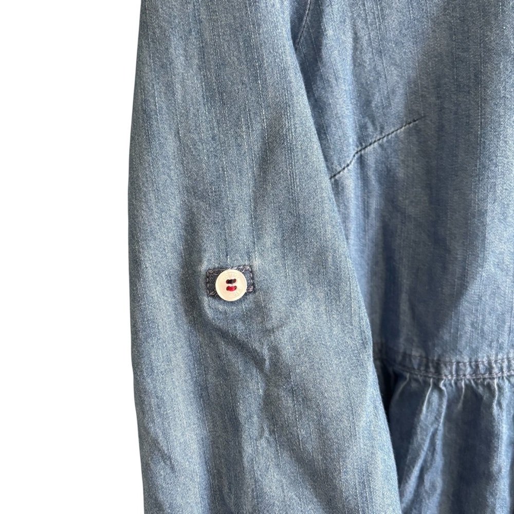 Tommy Hilfiger Tiered Chambray Shirtdress Size 6 Casual Western Boho Cottagecore - Picture 6 of 16
